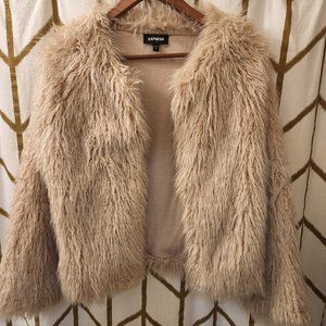 Express Shaggy Pink Faux Fur Coat